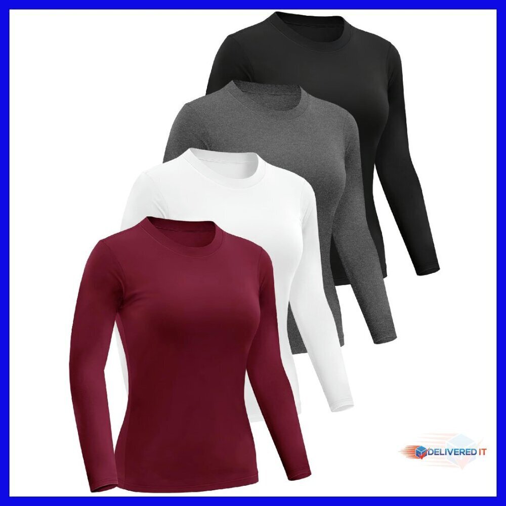 Women's Long Sleeve Slim Fitted Compression Top Gym Workout Athletic